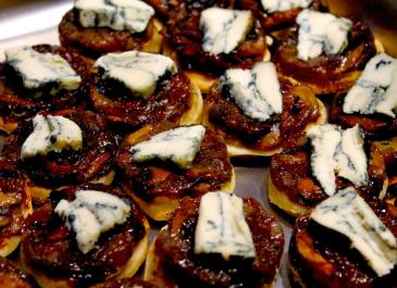 Mini tatin bleu champignon échalote