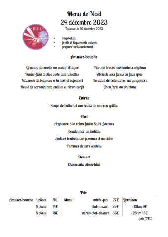 Menu de noël 2023